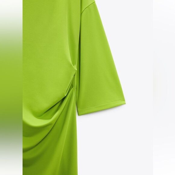 Zara green draped midi dress NWT - Picture 7 of 7